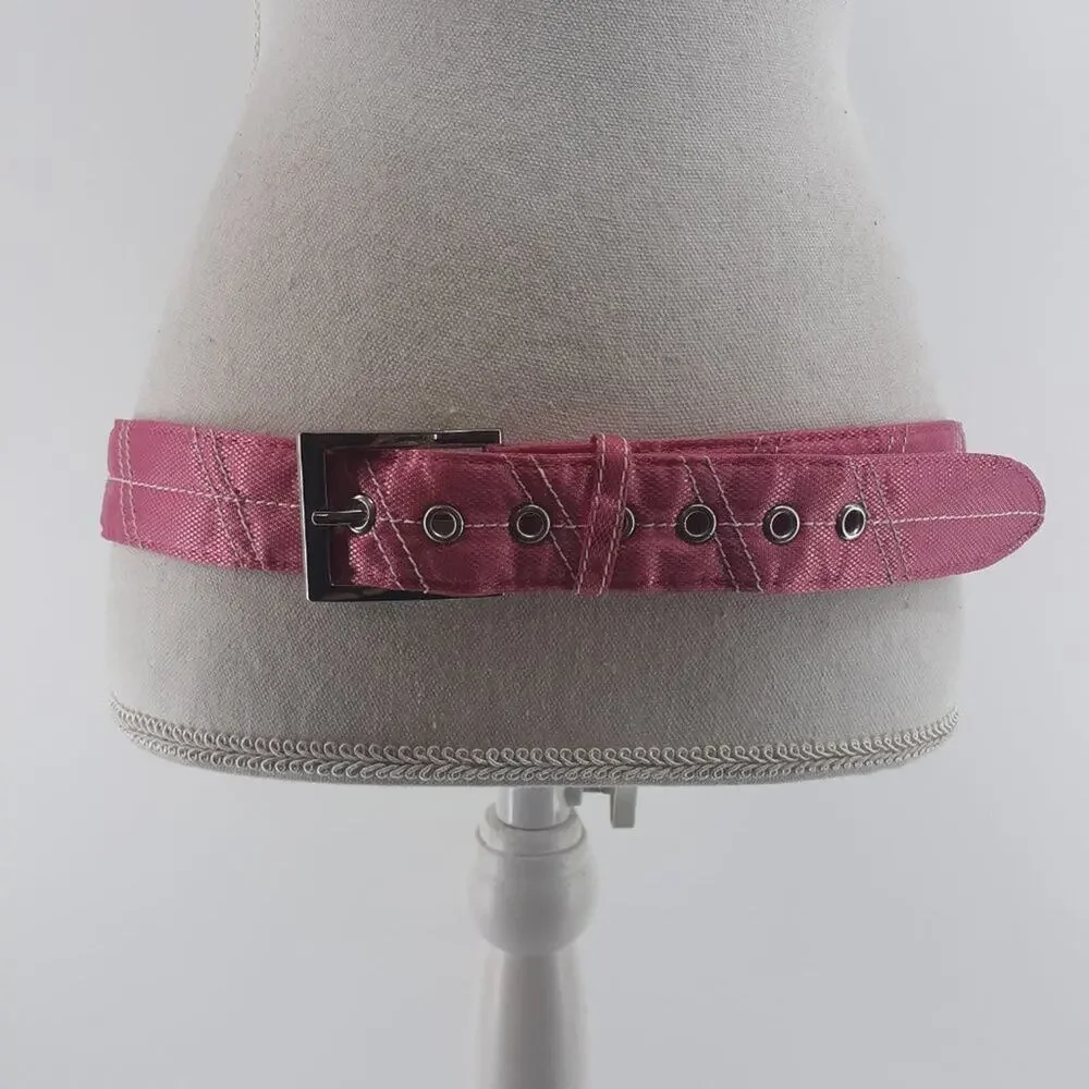 Puma Y2K Pink Quilted Belt Silver Tone Size 37